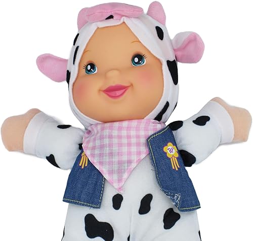 Miniatura 4 de Goldberger Baby First Doll Farm Animal Friends, Cow Bilingüe, Canta Old McDonald, lavable a máquina, características realistas, para mayores de 1 año