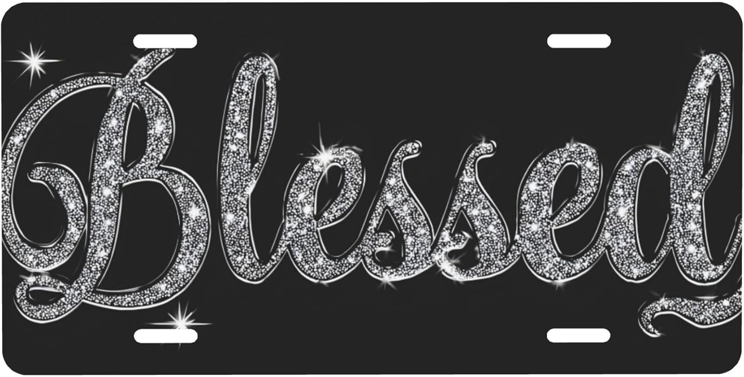 Blessed Front License Plates Decor Aluminum Car Plate 6×12in USA Made | Blessed License Plate Rust-Free Fade Aluminum Car Plate Accessory with 4 Holes, 6×12 Inch Car Plates Decor-USA Made
