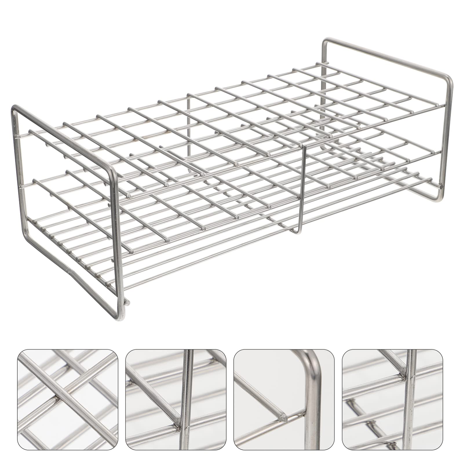 Support 50 Trous Inox 304 Support Tubes à Essai Acier Inoxydable 304 | Rack Laboratoire 50 Trous - Lot De 2 Rack Tubes Essai 50 Trous