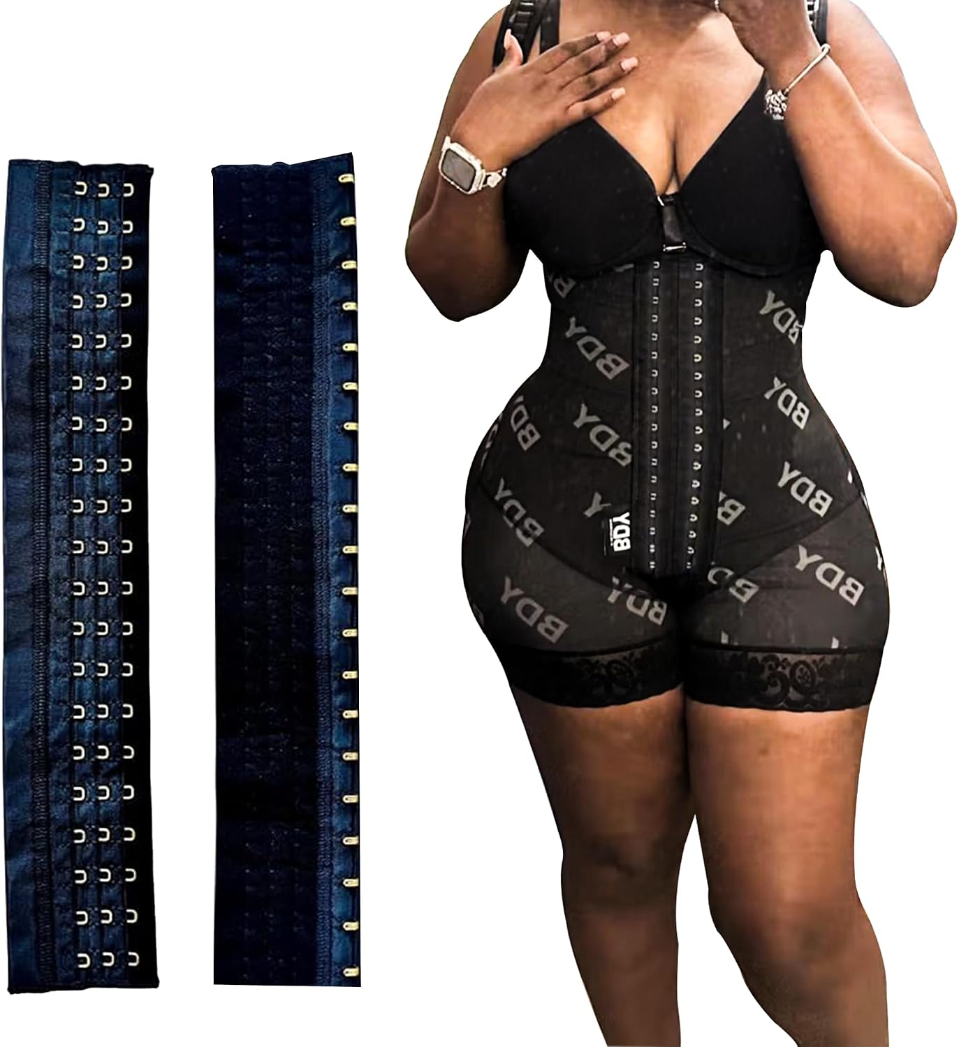 BDY Faja - Faja Extender for Waist Trainer, Corset Bra Extender with Gold Hooks – 19 Hook Rows, 15 Inches Long, 3/4 Inch Spacing – Waist Trainer Extender for Faja, Corsets, and Shapewear
