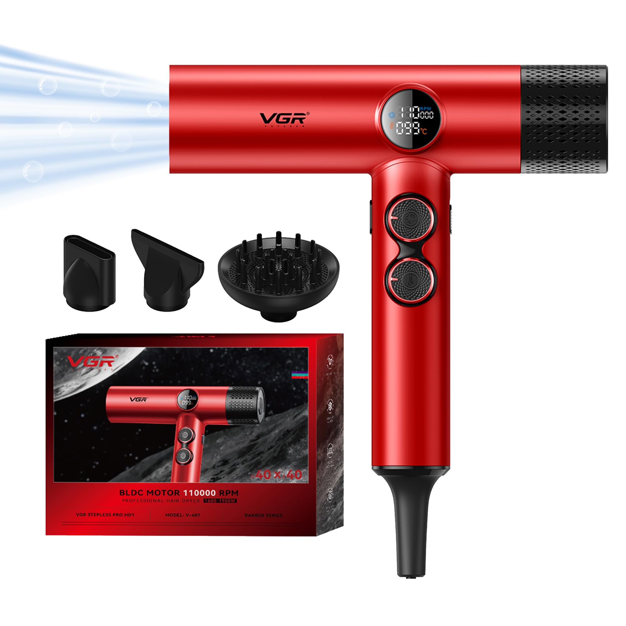 VGR V-401 ヘアドライヤー 1600-1900W Amazon.com : VGR 401 Negative Ionic Hair Dryer, Professional BLDC