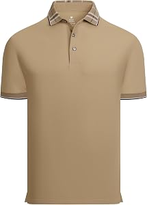 Esabel.C Men's Golf Shirts Pique Short Sleeve Stretch Moisture Wicking Performance Dry Fit Polo Shirts for Men