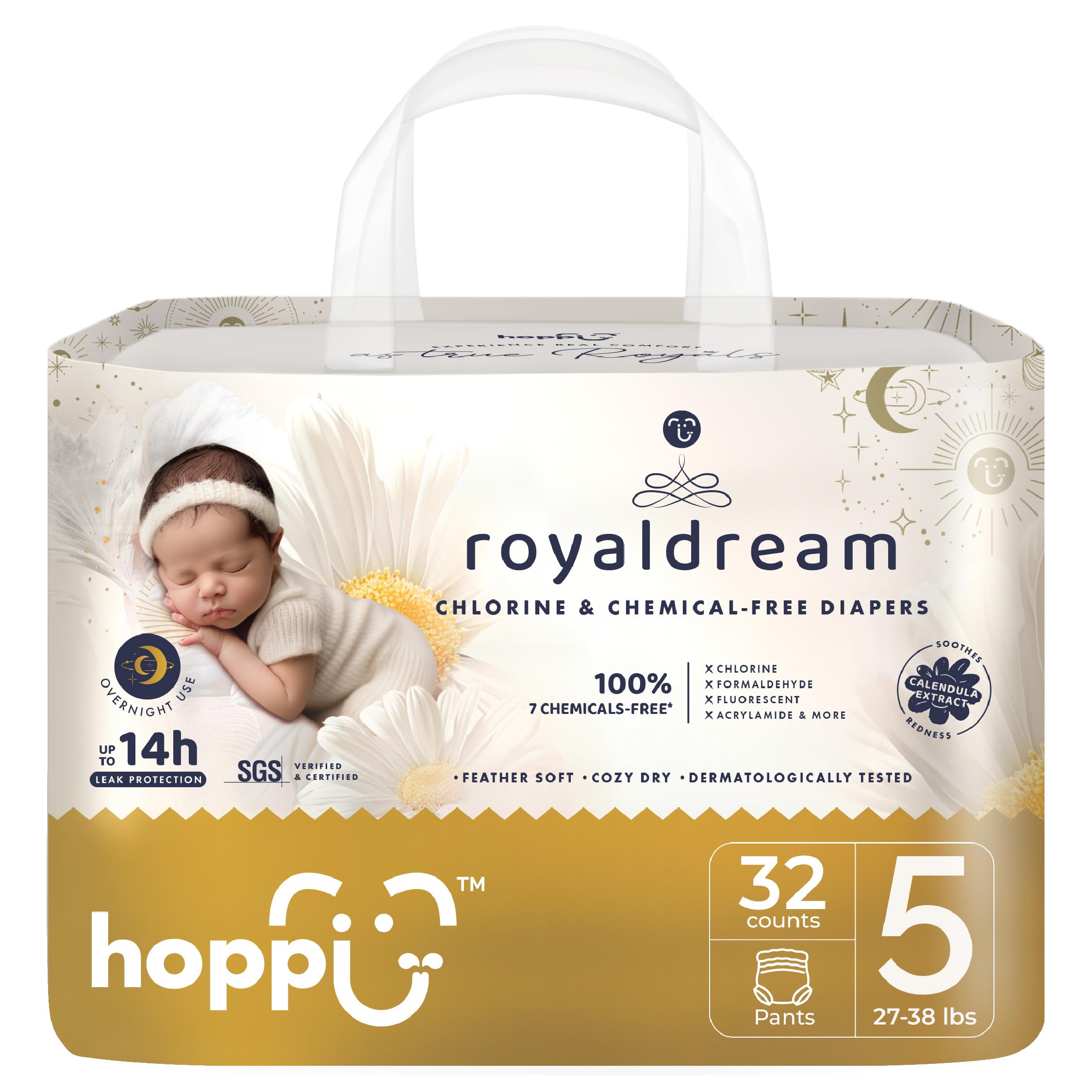 Hoppi Potty Training Pants Size 5 3T-4T 32 Count 360 Stretchy Pull Up Diapers for Toddlers 27-38 lbs