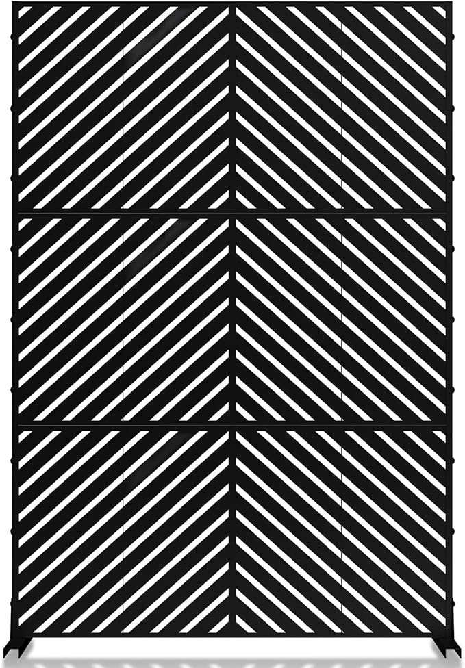 MTART Metal Privacy Screen 72" x 47.2" with Decorative Black-Arrow Design