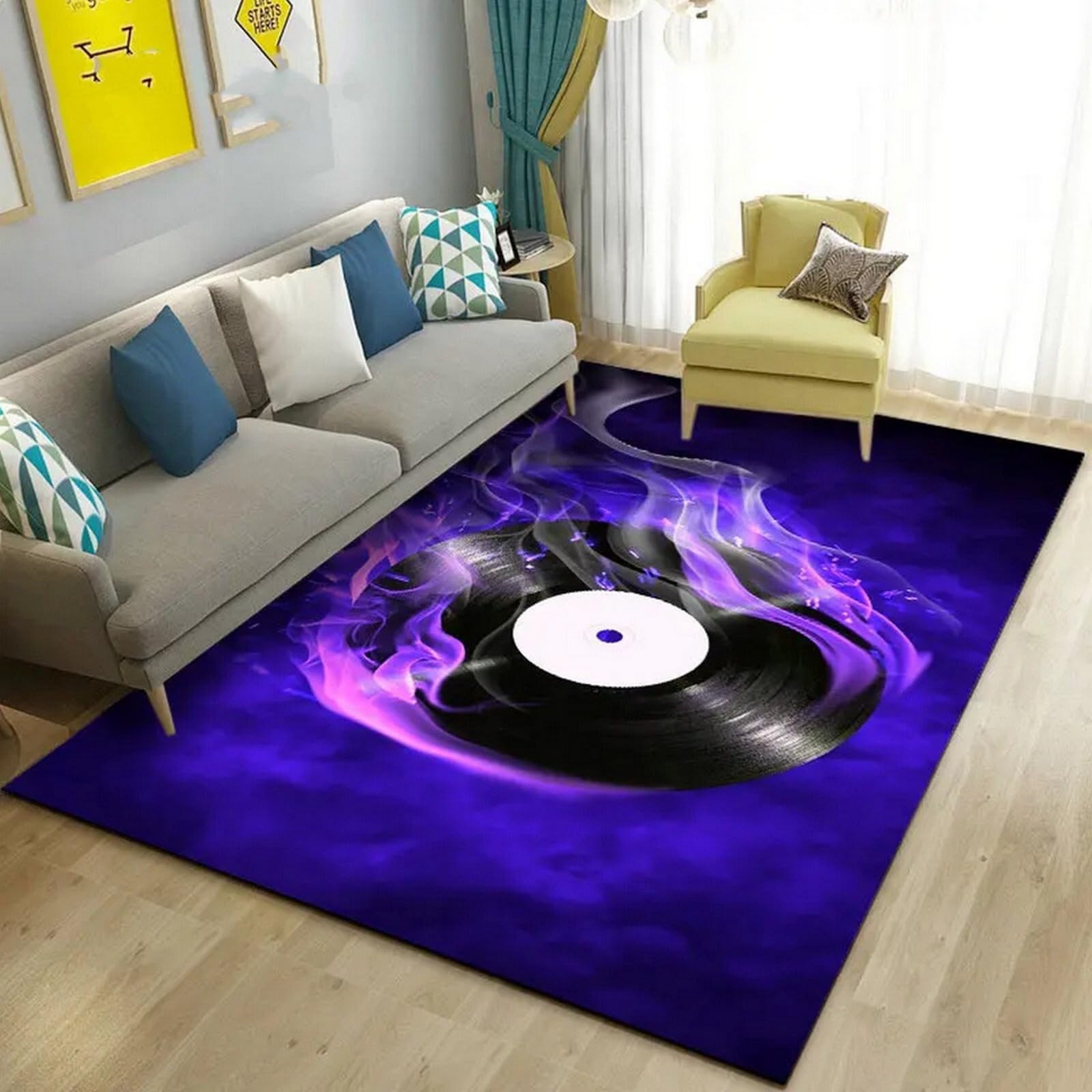 Tappeto Salotto Grande Pelo Corto, Disco In Vinile Retrò Musicale 3D Stampa Decorazione Grandi Moquette Antiscivolo, Moderno Soggiorno Bambini Camera Da Letto Domestica Tappeti 100 X 1-49722831668535