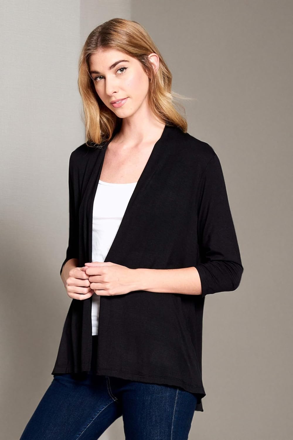Women's 3/4 Sleeve Extra Soft Open Front Casual Flowy Viscose Made from Bamboo Cardigan - Image 7