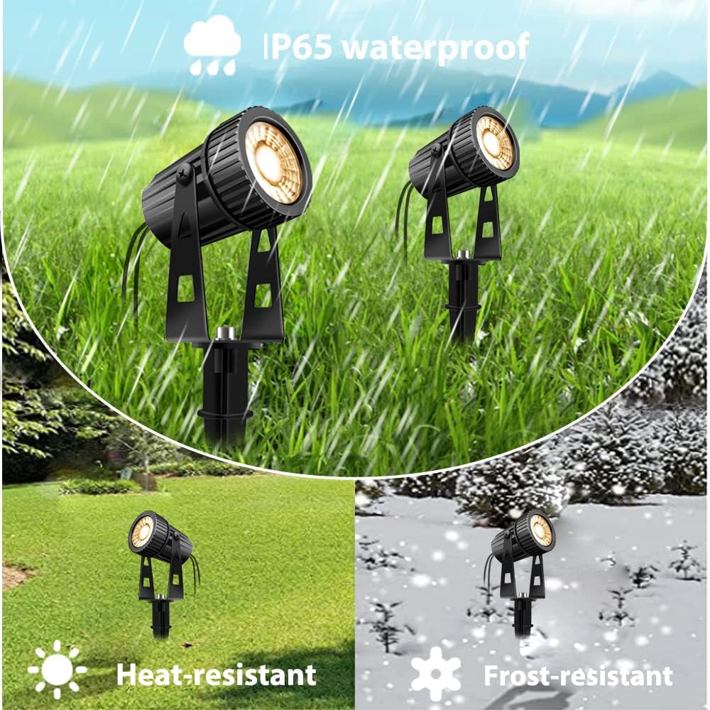 IRISECO Tuinverlichting LED 6 Stuks, 12V 3W Tuinverlichting met Voeding, Tuinspot Led Buiten IP65 Waterdicht voor Buitentuin Warm Wit (1800LM