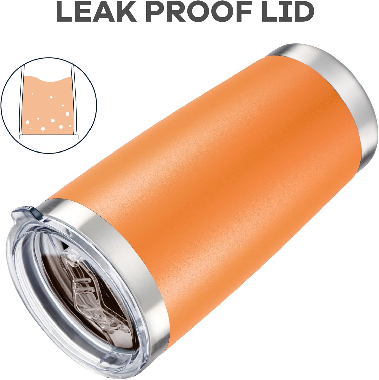 20 oz Tumbler with Lid Stainless Steel Insulated Tumblers Bulk Double Wall Vacuum Cups Powder Coated Travel Mug Keep Drink Cold and Hot, Orange, 8 Pack - Image 4