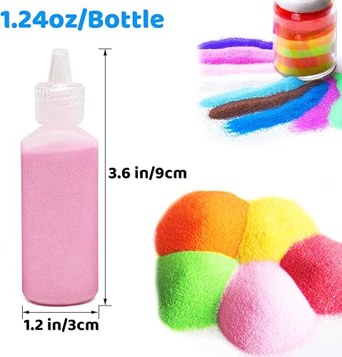 Miniatura 2 de Guuozzli 24 piezas de arena artística, botellas de arena de colores de 1.24 onzas, kit de arte y manualidades de arena, arena escénica para niños,
