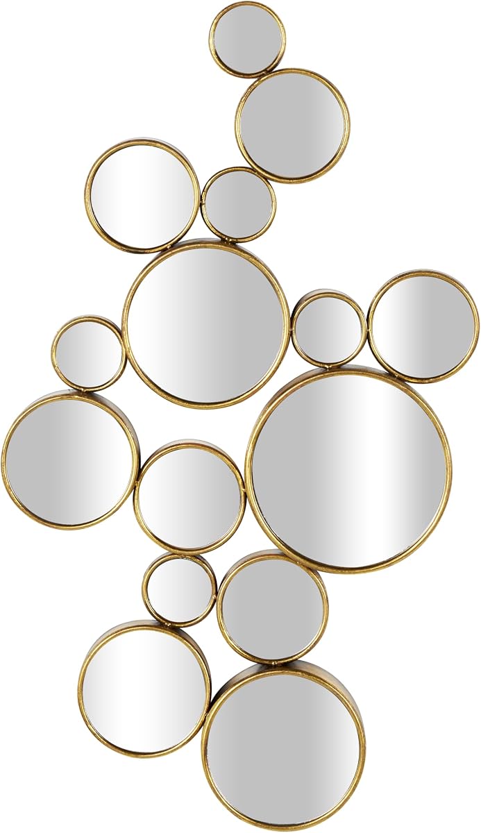 CosmoLiving by Cosmopolitan Metal Room Wall Mirror Bubble Cluster Entryway Mirror, Wall Mounted Mirror 22" x 3" x 40", Gold