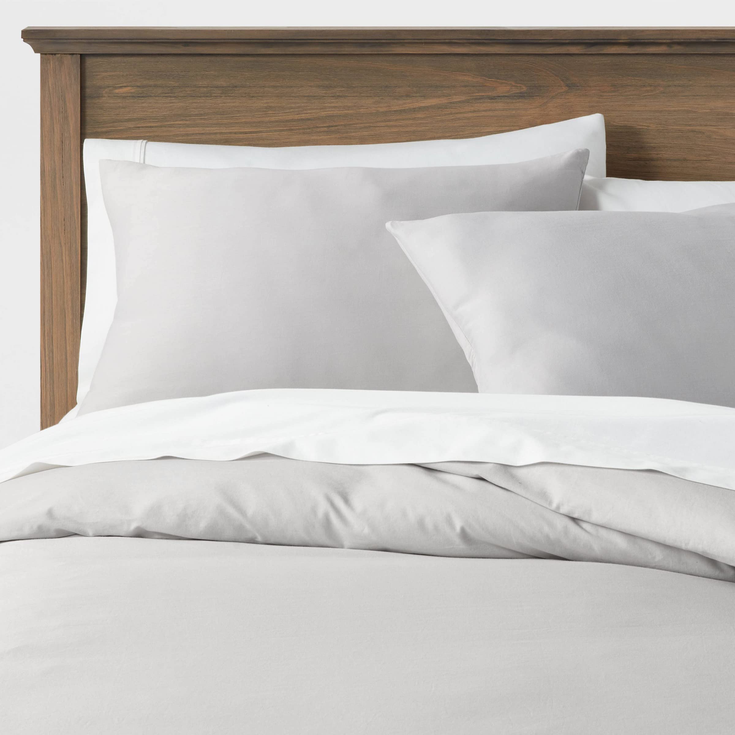 Carressa Linen800 Thread Count Silver Queen/Full Duvet Cover Set, Long Staple Egyptian Cotton Quilt Cover with Silky Soft, Breathable with Hidden Zipper Closure & 7 Corner Ties