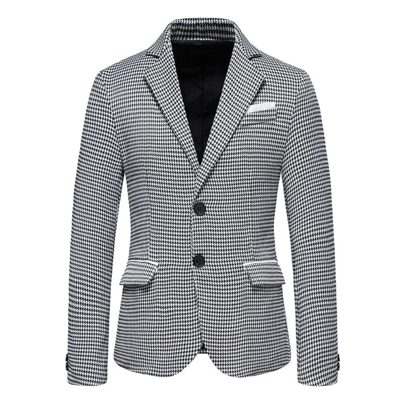 Blazer para hombre, ajuste delgado, ligero, de un solo botonadura, casual, negocios, pata de gallo