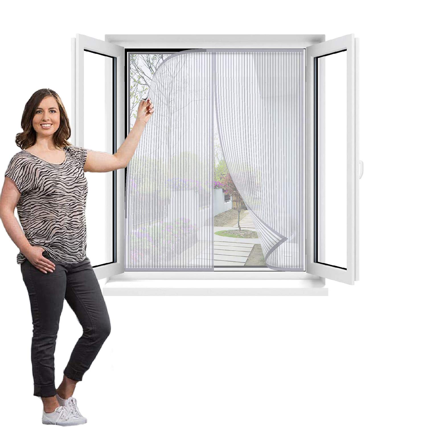 Flei Magnet-Fliegengitter Für Balkontür 140x255cm – Selbstschließend, Weiß, Luftdurchlässig, Inkl. Klebeband