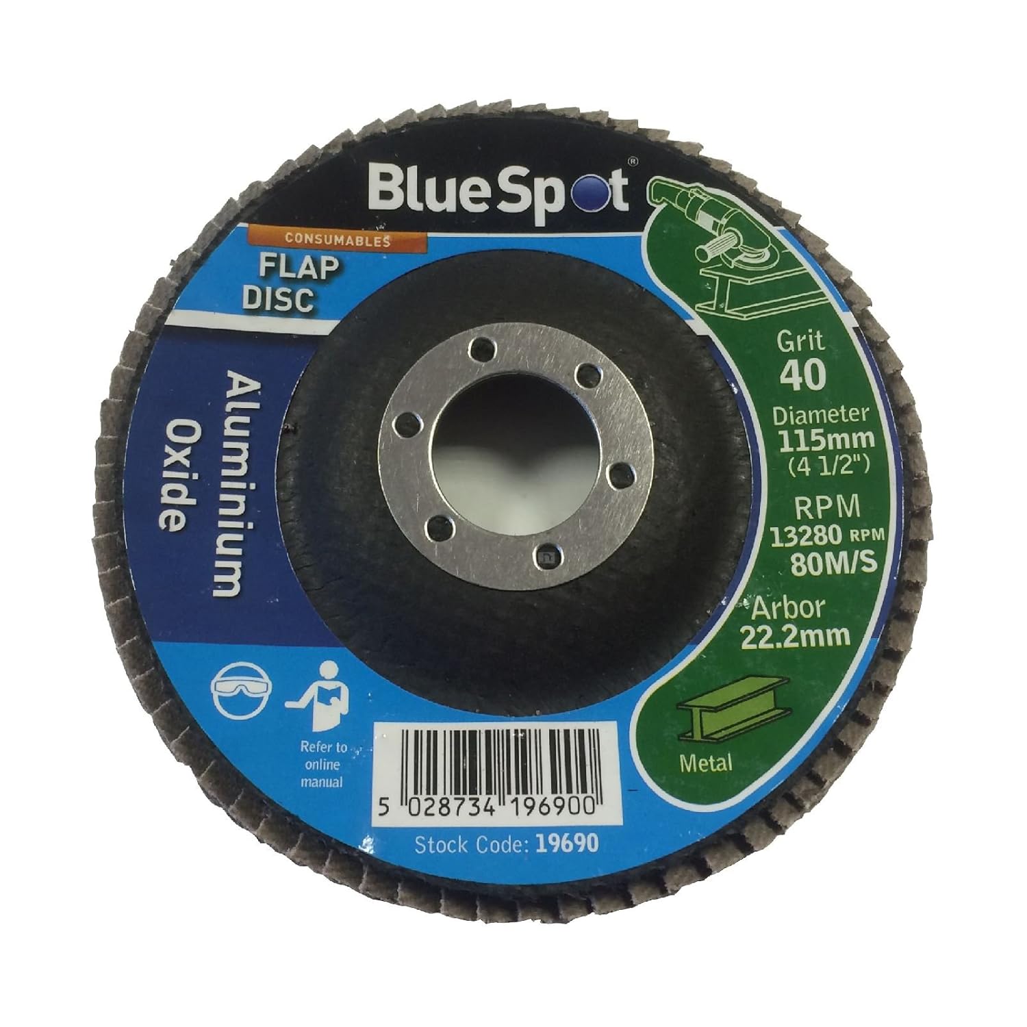 50 x 115mm Flap Disc 40 Grit Angle Grinder Sanding Aluminium Oxide