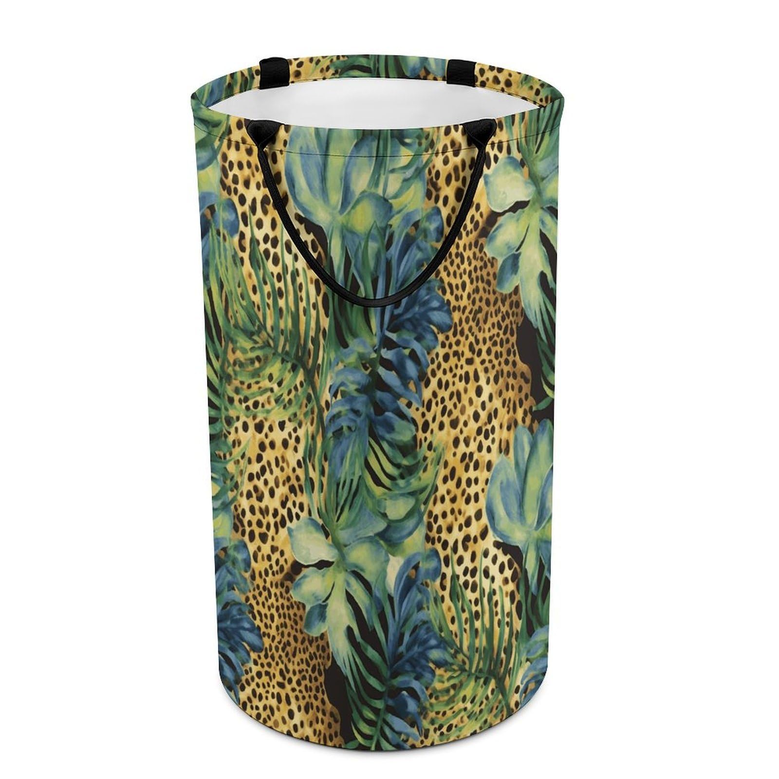 Print Animal Leopard Print Jungle Laundry Hamper Waterproof Polyester Laundry Baskets Collapsible Dirty Clothes Storage Basket Clothes Hampers with Sturdy Handles for Travel Bedroom