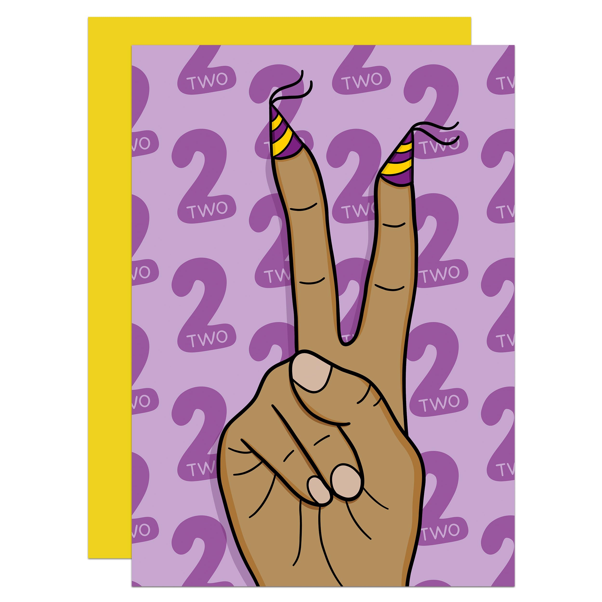 Hand 2nd Birthday Card | Keepsake First Card, Milestone Card, Toddler Birthday Card, Funny Birthday Card, Kids Birthday Card, Cute Card, Hand Symbol Milestone Birthday A6 Card (2nd (Brown))