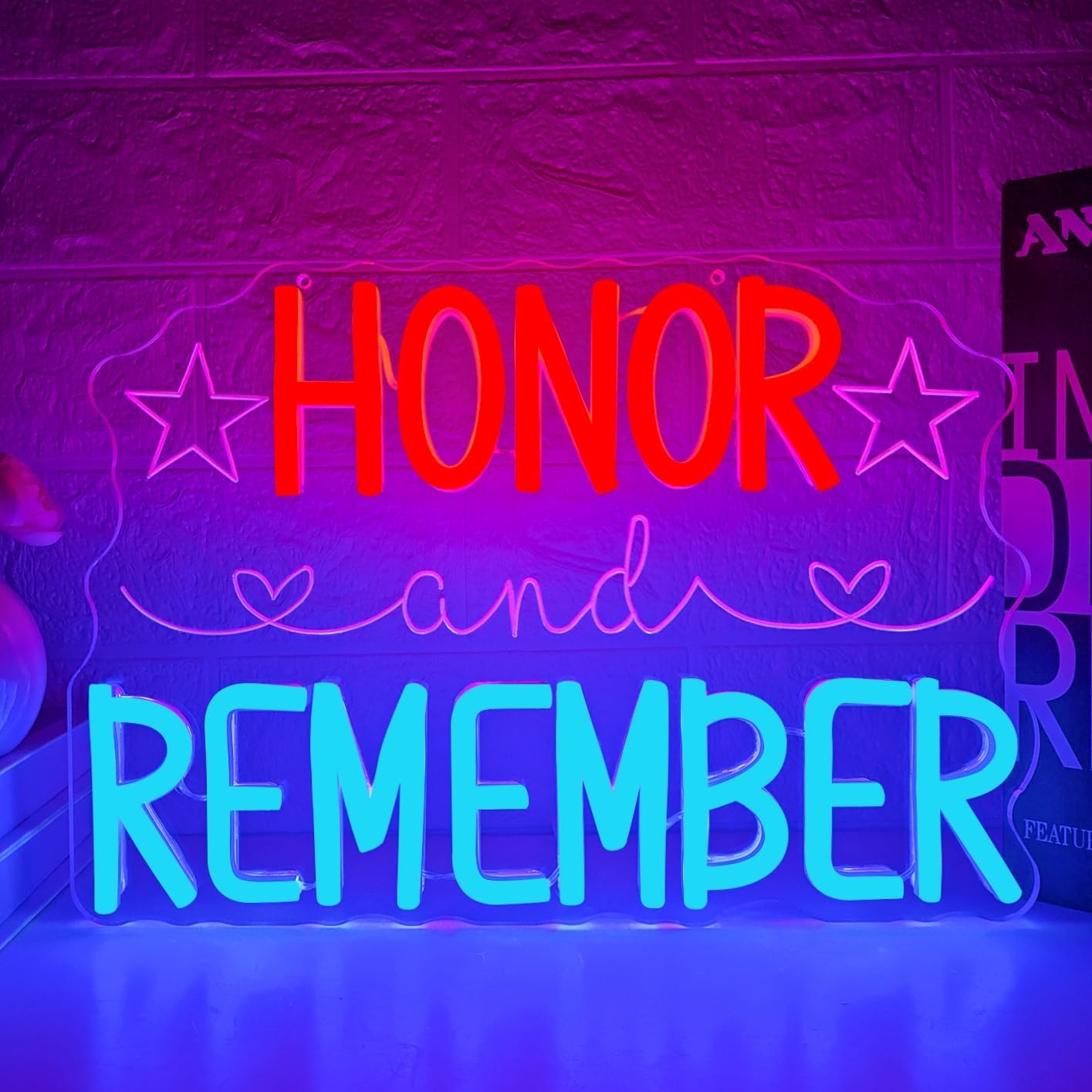 Home of The Free Because of The Brave Neon Sign,Patriotic Neon Sign Dimmable Memorial Day LED Sign, USB Powered, Veteran Gift, Classic Red, White and Blue Sign for Room Decor