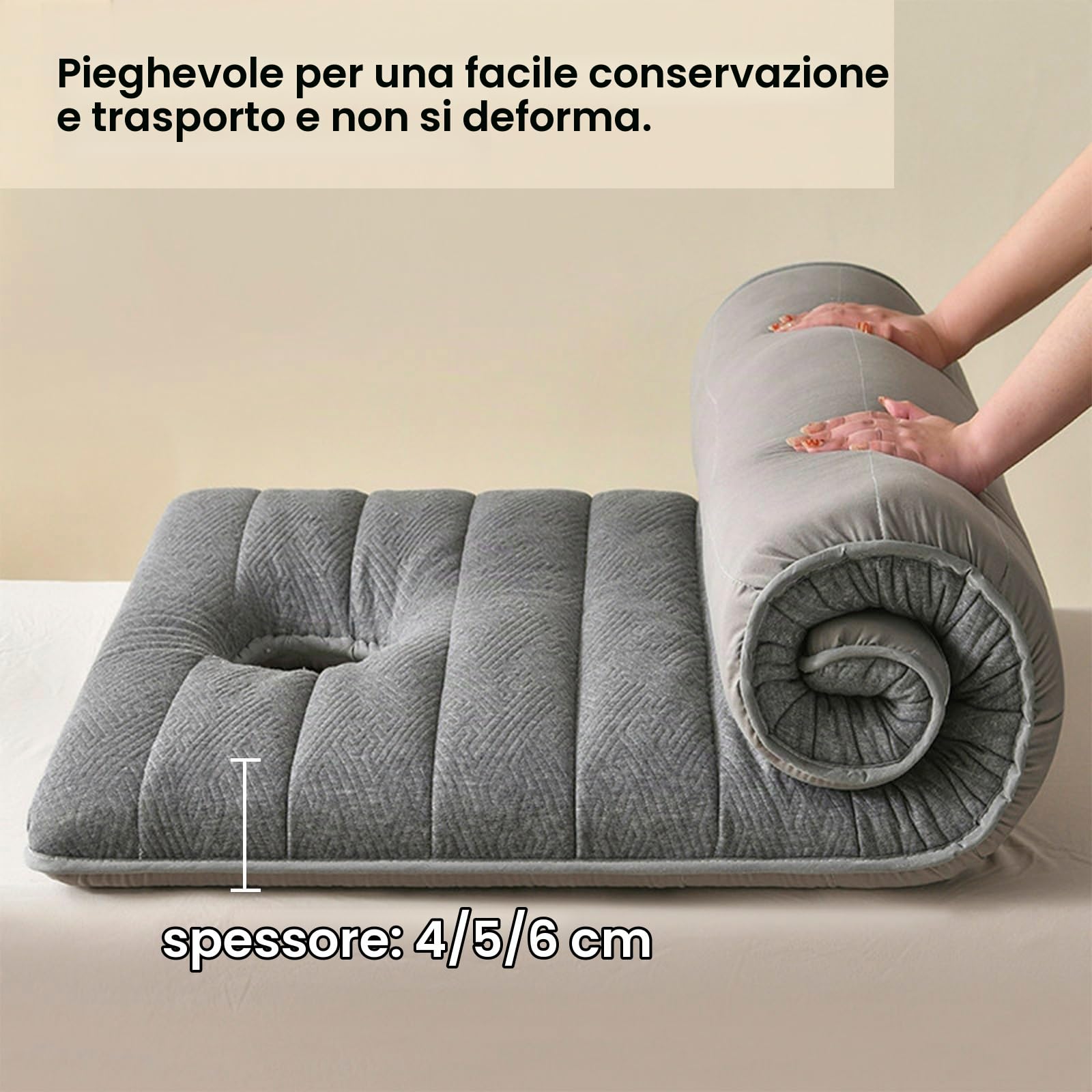 Materasso per Salone di Bellezza e Lettino da Massaggio SPA con Apertura per il Viso, Antiscivolo e Traspirante in Schiuma di Lattice per Tatuaggi, Estetica e Centro Benessere(White,60 X 180 X 6cm)