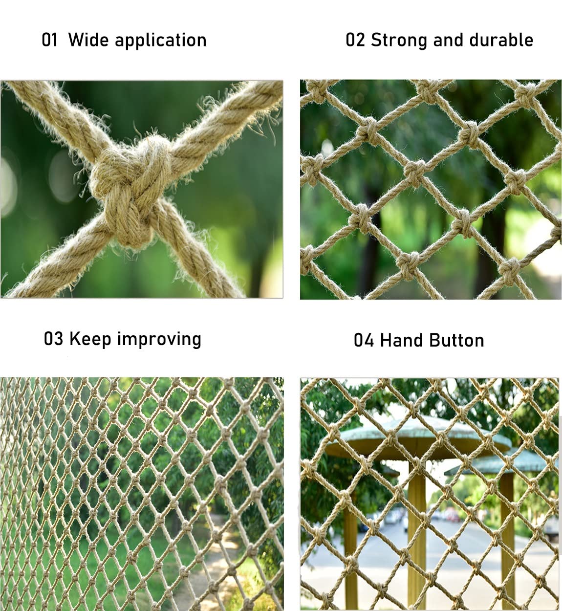 Hemp Rope net Safety Net Child Safety Net Heavy Duty Weave Hemp Rope Ceiling Net Stair Protection Climbing Net Rope Trailer Netting(1x1m)