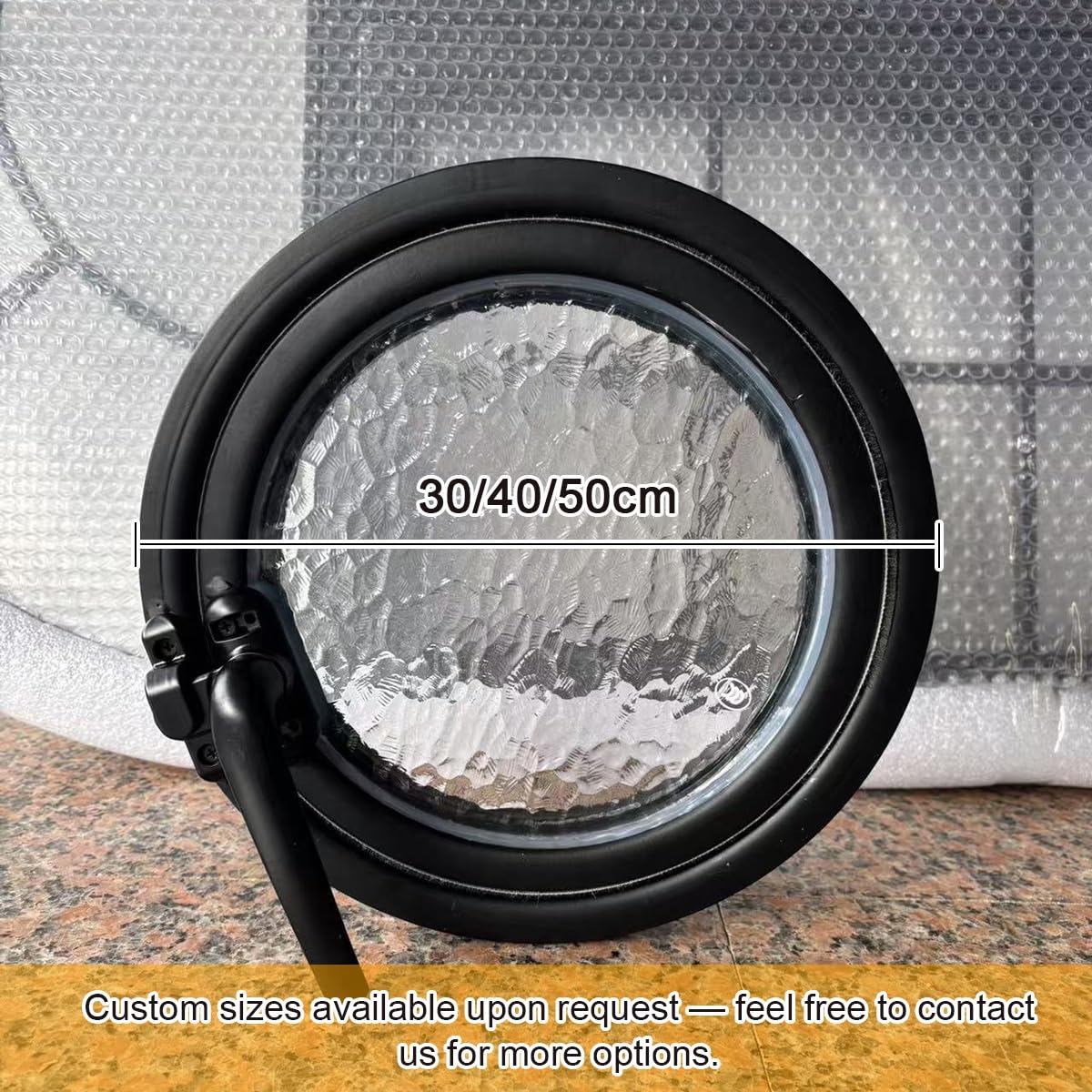 Finestra Rotonda 30/40/50 cm con Vetro Temperato Ondulato, Finestra Scorrevole da Interni, Oblò Tondo, Per Cucina, Bagno, Cantina o Pollaio(L30cm/12in)