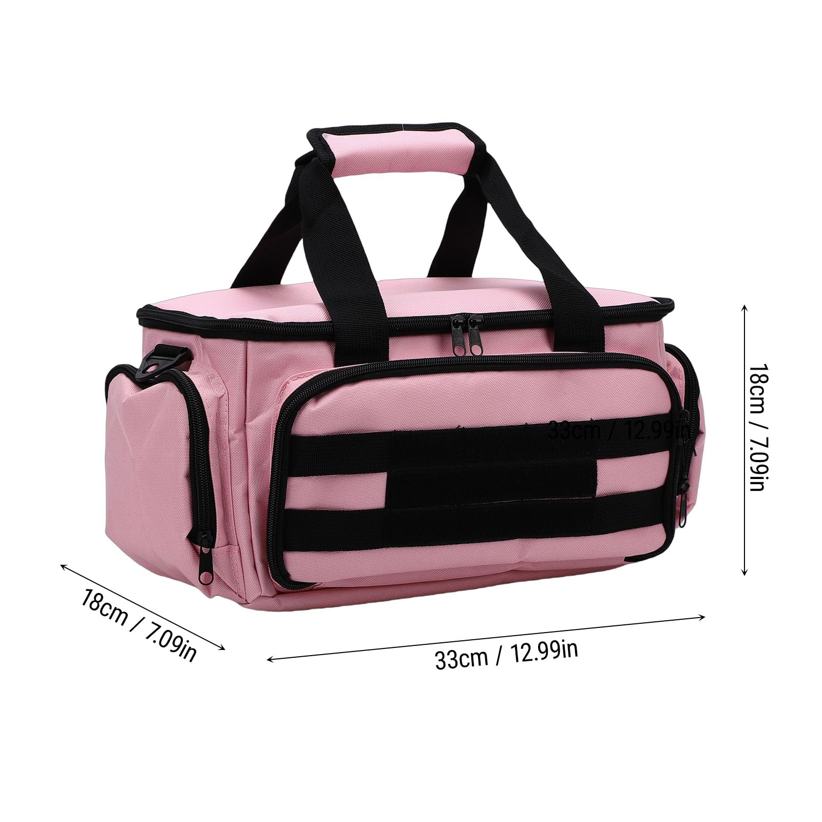 Sac à Outils Rose 33cm, Ouverture Large Nylon Léger | Compartiments Multi-usages pour Outils, Accès Rapide sans Fouiller, Bandoulière Réglable Confortable, Pour Électriciens et Pr