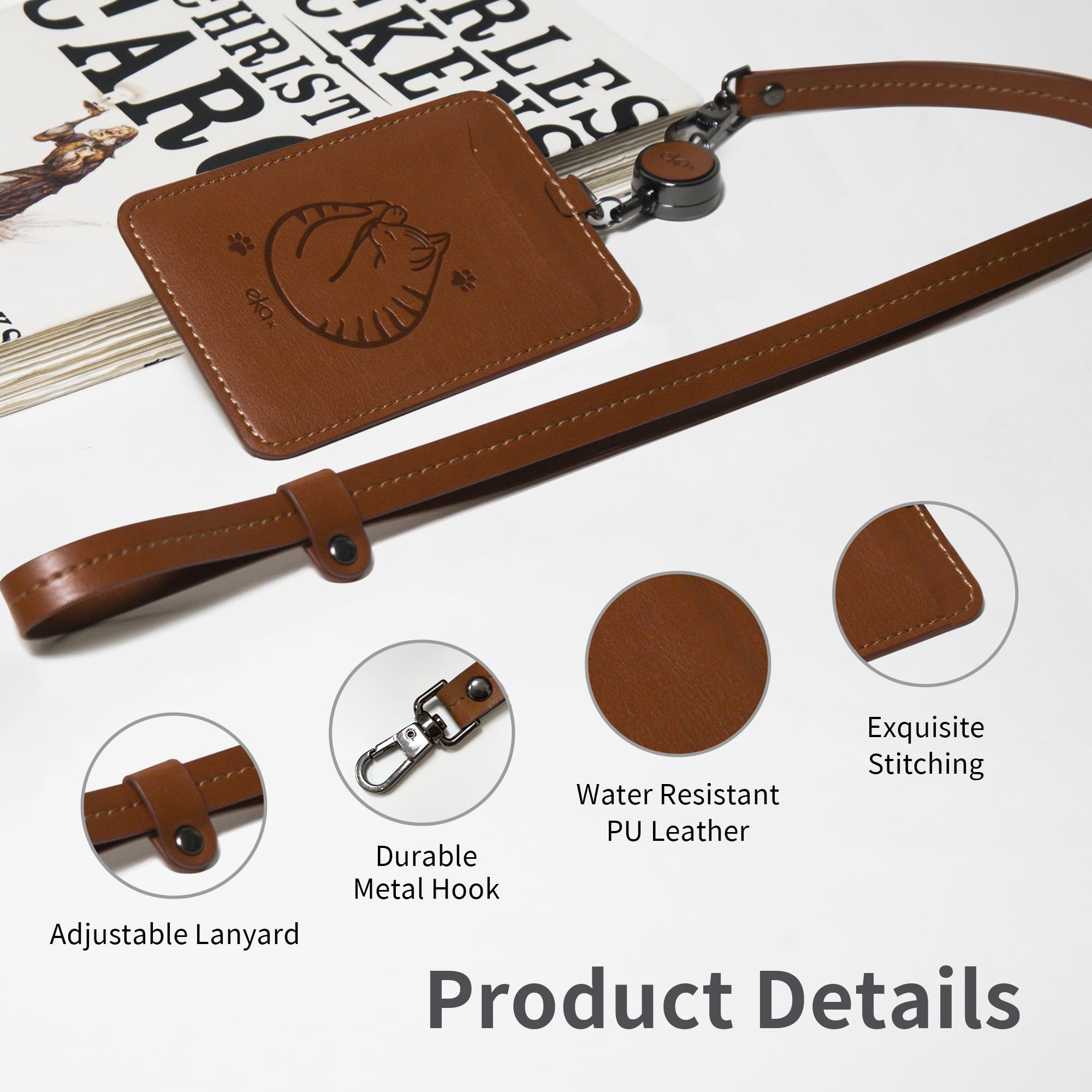 EKAX Double-Sided ID Badge Holder with Lanyard & Retractable Reel, ID Card Holder for Office Bus Pass, Teacher, Nurse - Image 4