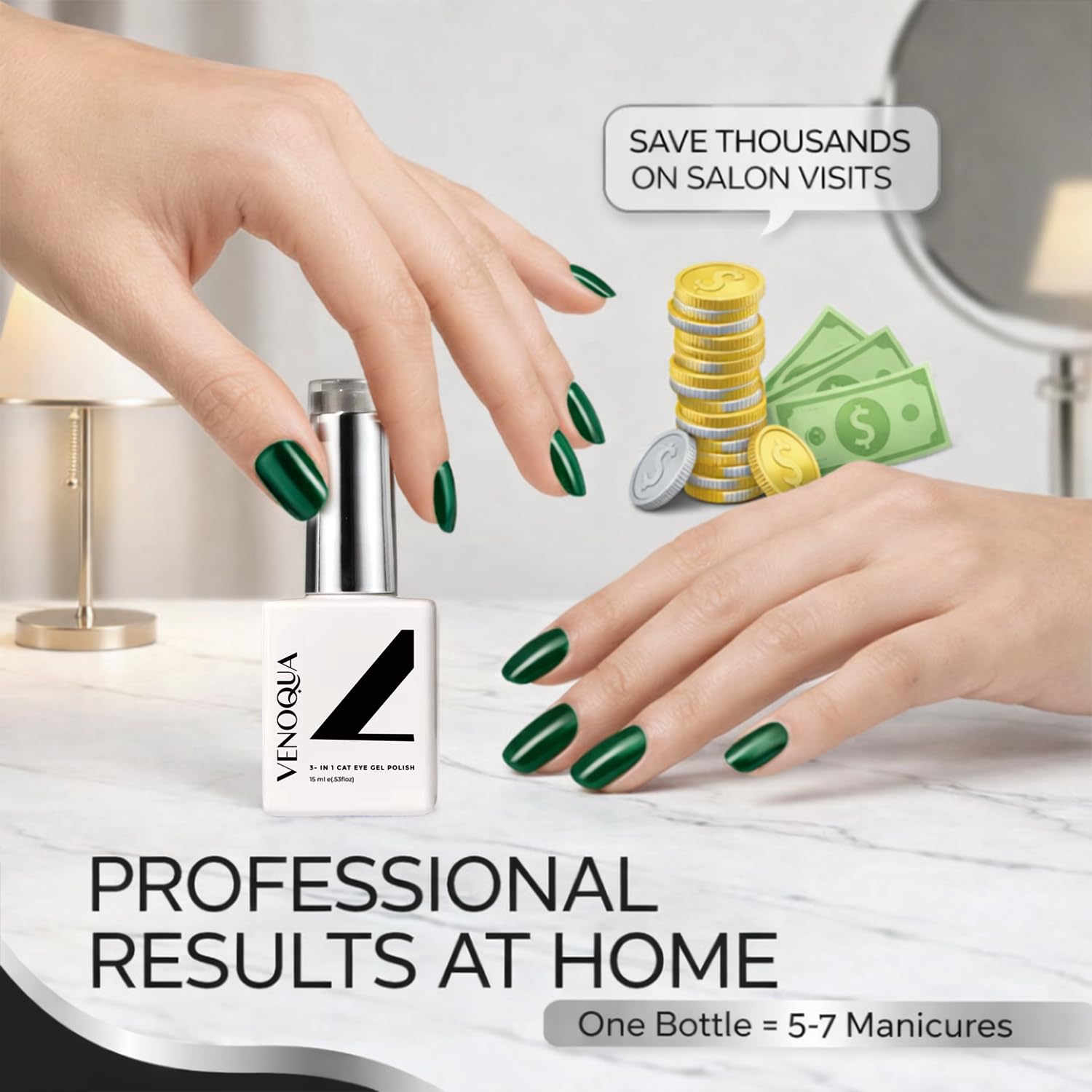 Buy Venoqua 3-in-1 One Step Cat Eye Gel Nail Polish | Base, Color