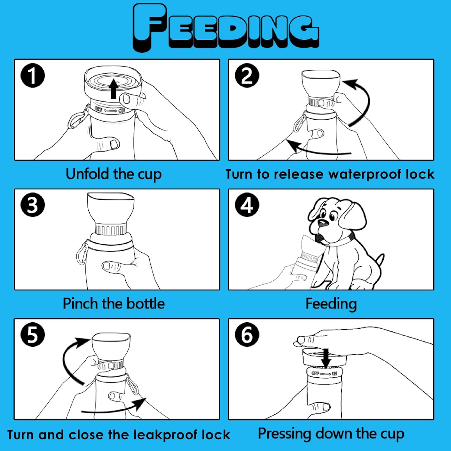 17OZ Dog Water Bottle, Portable Leak Proof Pet Water Dispenser with Carrying Rope, Lightweight for Outdoor Walking, Travel. Hiking (Blue) - Image 3