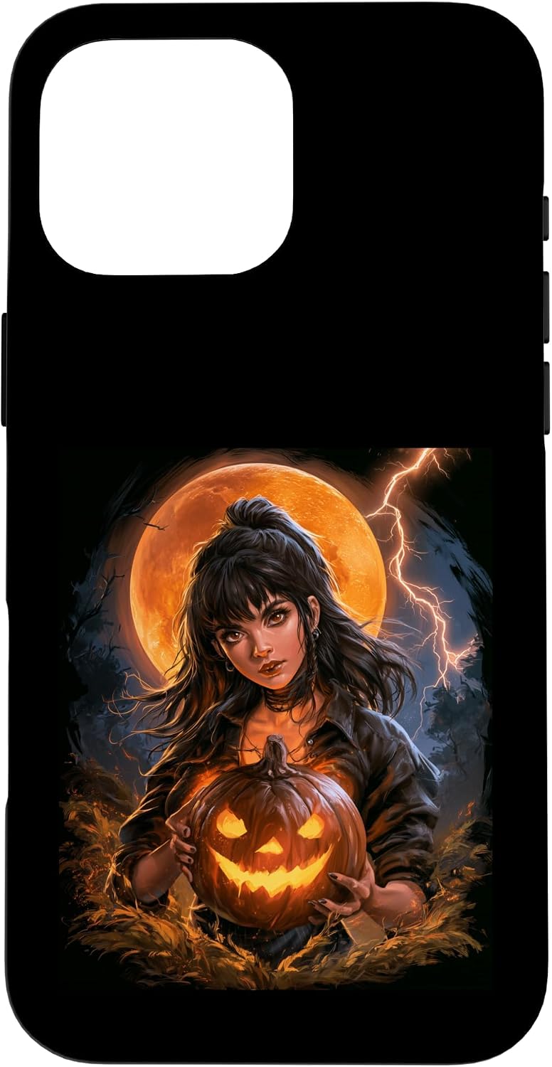 Anime Girl Pumpkin Halloween Creepy Halloween Anime Girl Case for iPhone 16 Pro Max