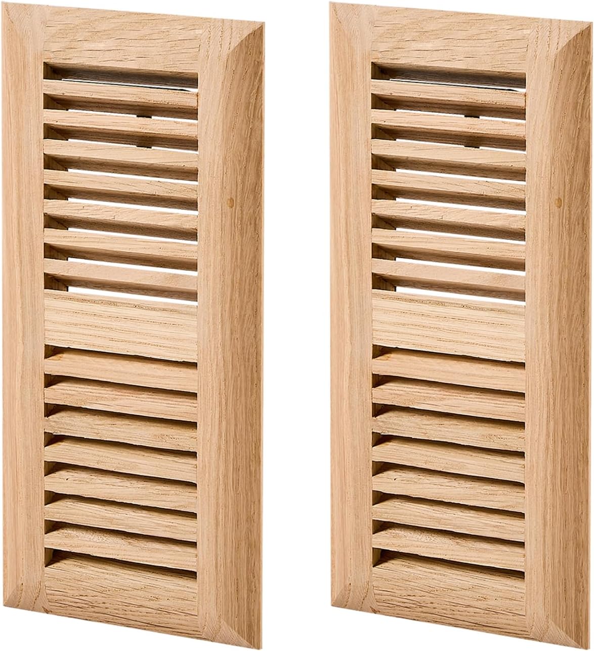 Homewell 2 Pcs Pack White Oak Wood Floor Register, Drop in Vent, 4x10 Inch, with Damper, Unfinished