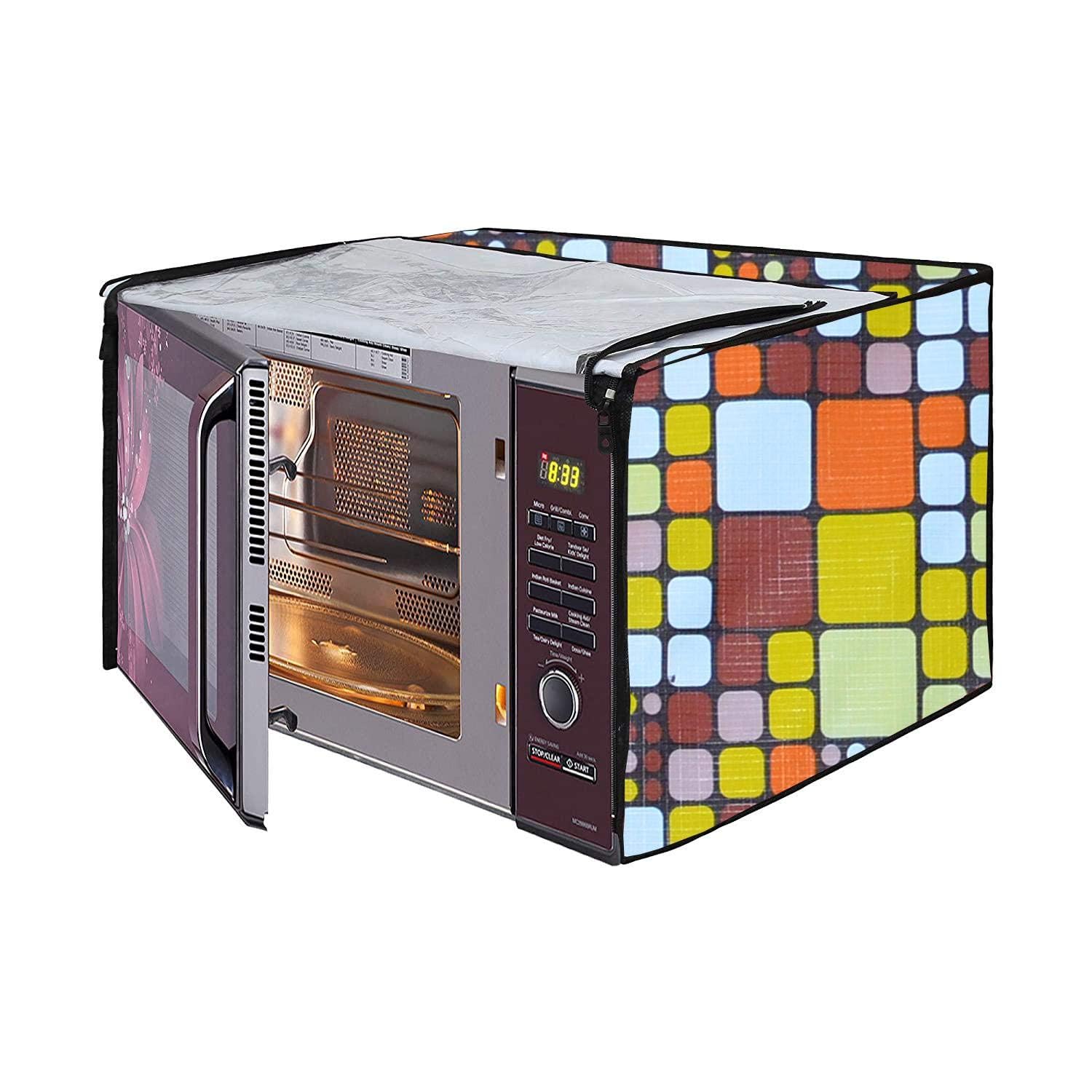 Microwave Oven Cover for LG 21 Litre Convection Waterproof & Dustproof PVC | Heat Resistant, Stainproof & Washable | Decorative Kitchen Appliance Cover (49 cm X 43 cm X 29 cm) pr25