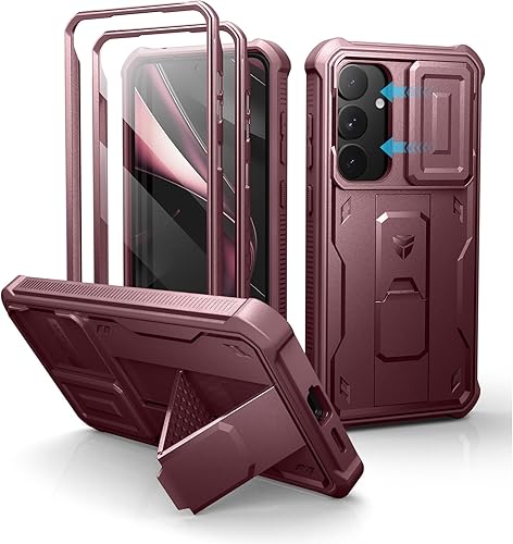 Vista 188 de Dexnor Funda para Samsung Galaxy S24 Plus con cubierta deslizante integrada para cámara, protector de pantalla y soporte, a prueba de golpes, funda