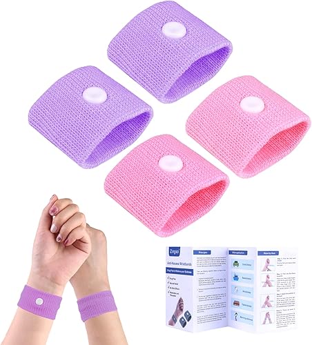 Bandas de alivio de mareo para niños, 2 pares de bandas marinas para niños, pulseras antináuseas, bandas de alivio de enfermedades de automóvil,