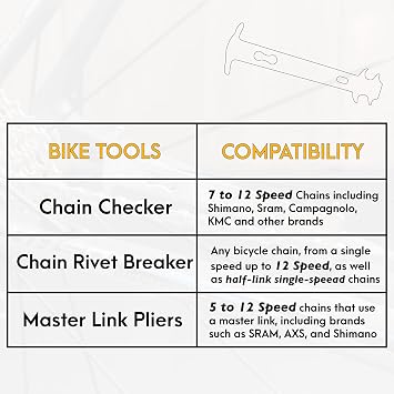 BikeHand Bike Bicycle Chain Wear Checker, Quick Master Link Pliers & Chain Breaker Rivet Tool Professional Chain Tool Kit for Road, Mountain, and Hybrid Bikes