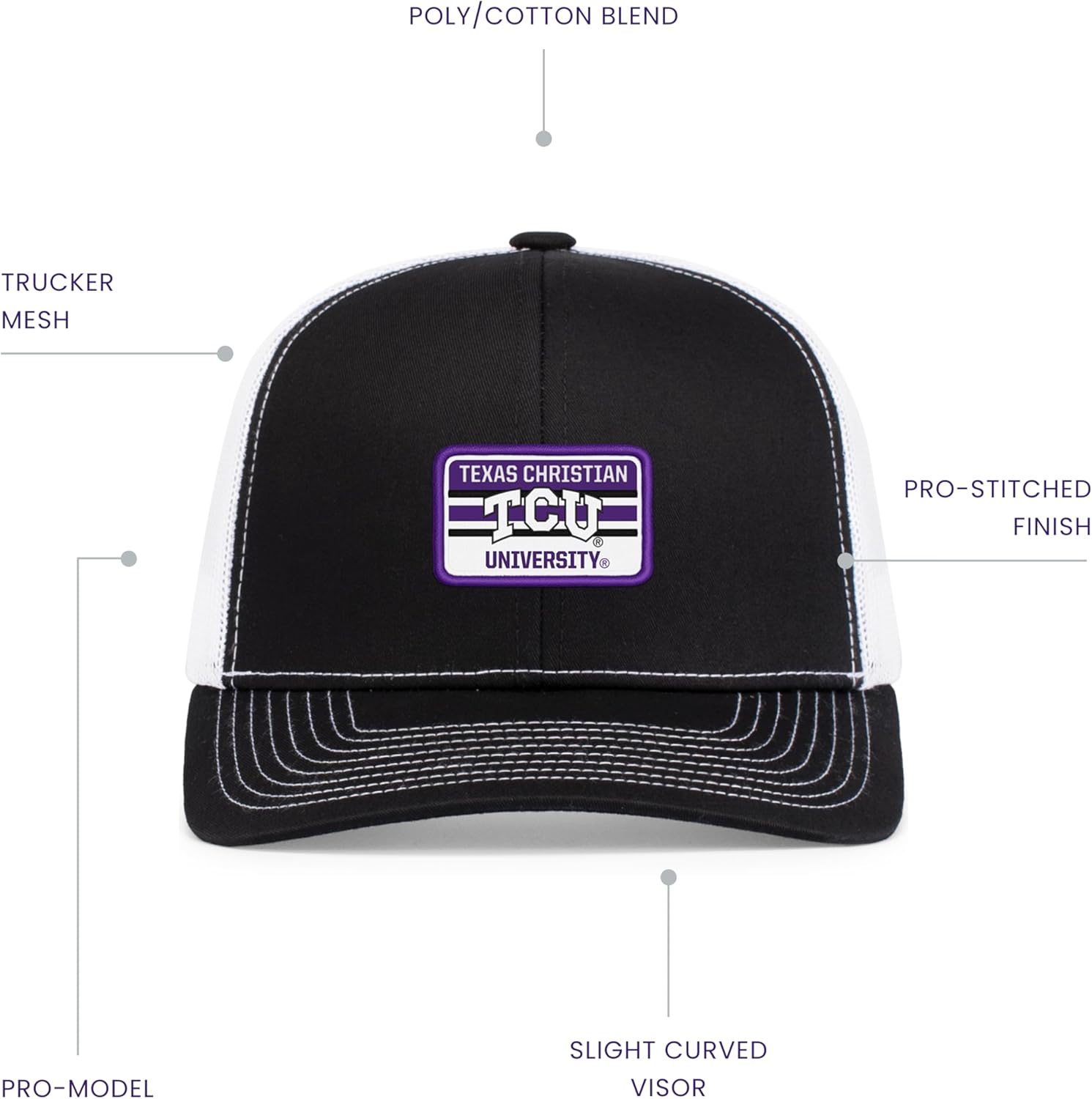 Pacific Headwear NCAA Men's Contrast Stitch Trucker Snapback Hat - Image 3