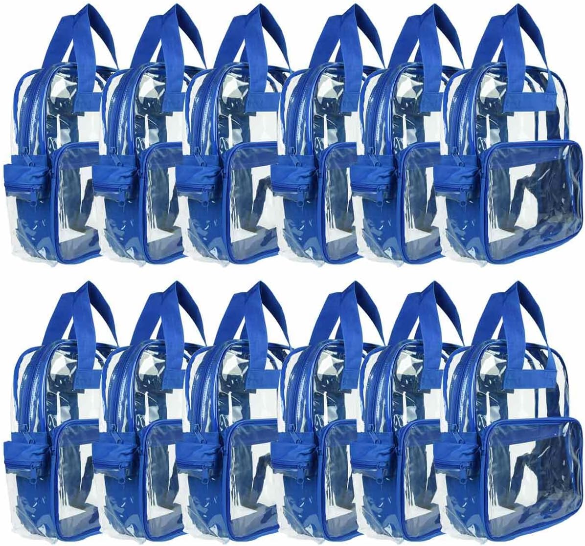 DALIX Clear Backpack for School Transparent Bags Girls Boys White 12 Pack