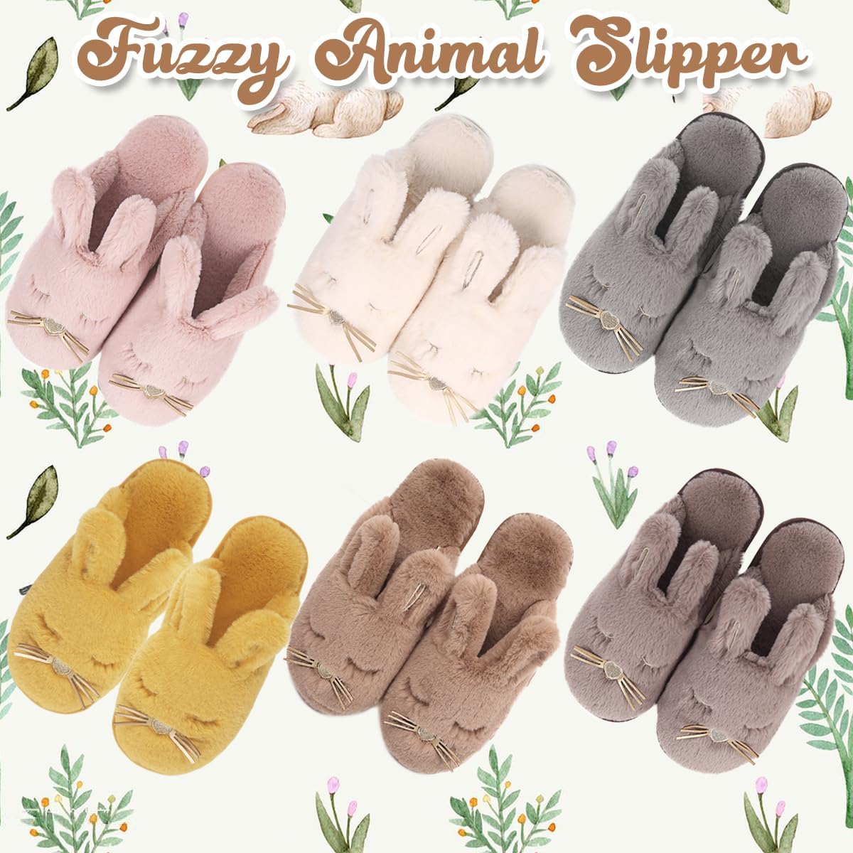 Caramella Bubble Bunny Slippers for Women Fuzzy Cute Animal Memory Foam House Rabbit Slippers Indoor Outdoor - Image 6