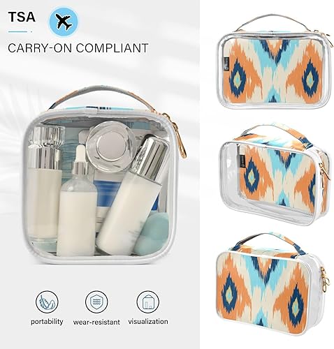 Miniatura 5 de Ikat Ethnic Clear Toiletry Bag for Traveling,2 Pack Makeup Cosmetic Bag with Zipper,Travel Bag for Toiletries,Travel Essentials 21215285
