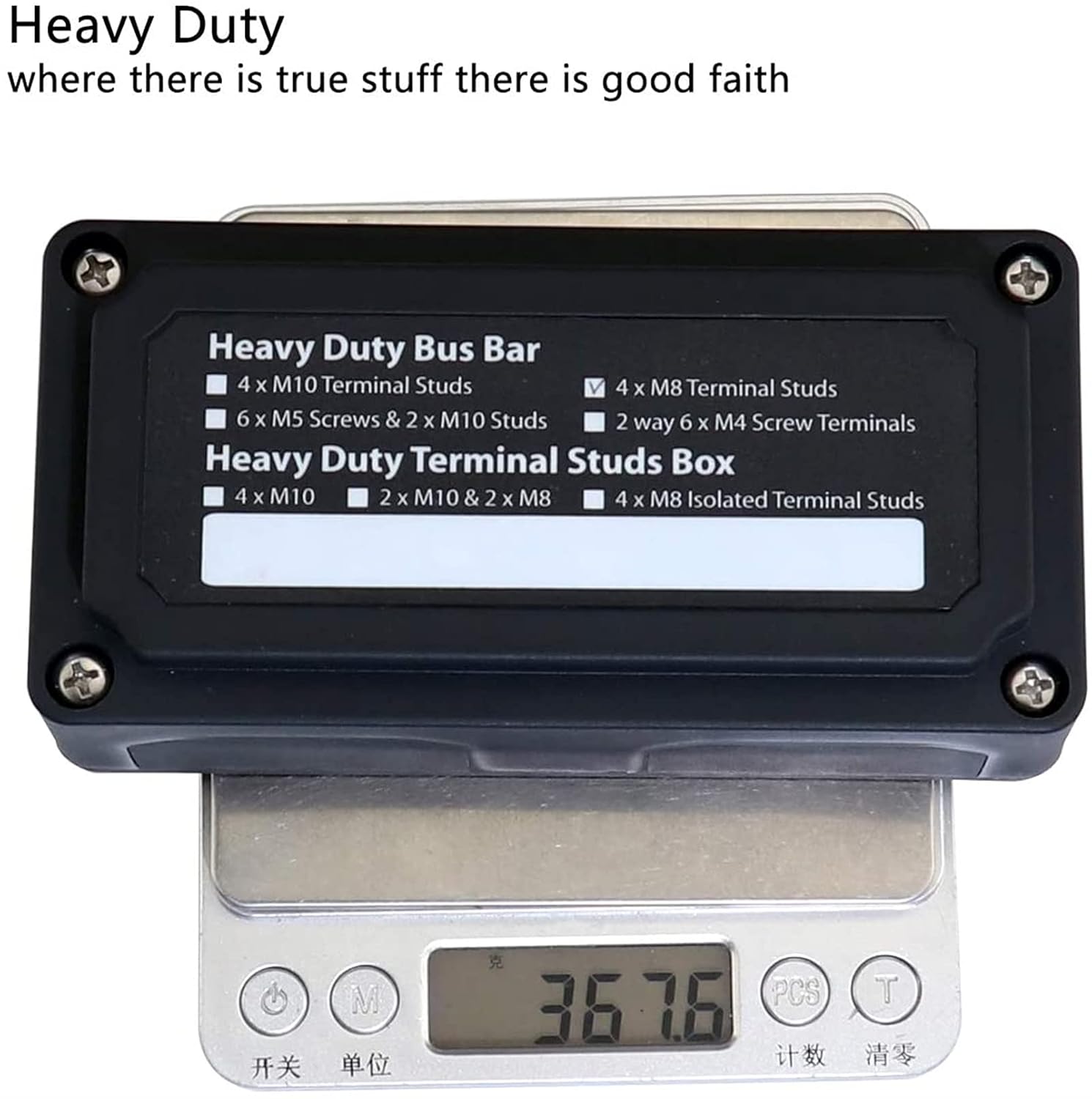 300A Bus Bars Heavy Duty Module Design Power Distribution Block Busbar Box with 4X M8(5/16") Terminal Studs (Black)