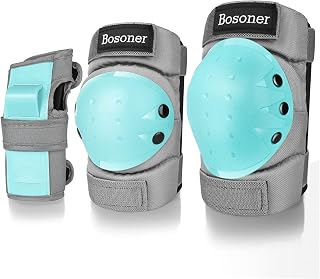 BOSONER Adult/Child Knee Pads Elbow Pads Guards Protective Gear Set for Cycling Bike Skateboarding Inline Roller Skating Bicycle Scooter, Wrist Guards Youth Kids Adults for Multi-Sports Outdoor