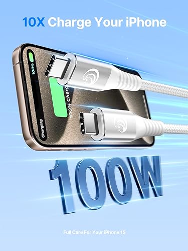 Vista 27 de Cable USB C de 10 pies, paquete de 2 cables de carga USB A a tipo C, cable de carga rápida de 3A para Samsung Galaxy S23 S22 S21 S20 A01 A02s A10e