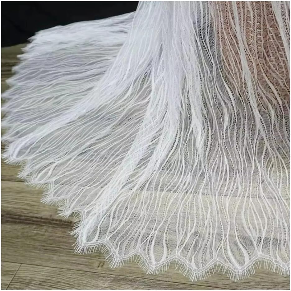 1.5 M Wide 3 Meter Long Wavy Eyelash Edge Lace Fabric DIY Handmade Fabrics Three Colors(Red)