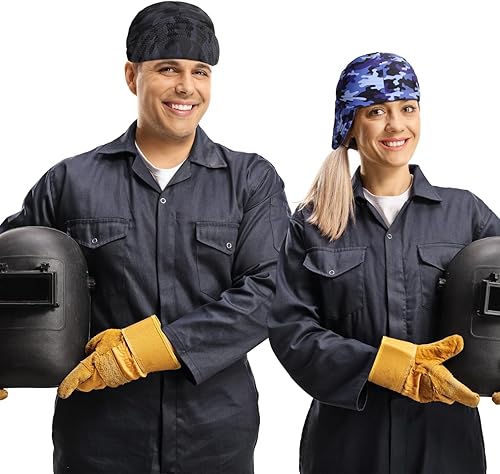 Miniatura 7 de Mepase 4 gorras de soldadura, gorros de soldadura a granel para hombres y mujeres, gorras de soldador, forros de casco de soldadura, herramienta de