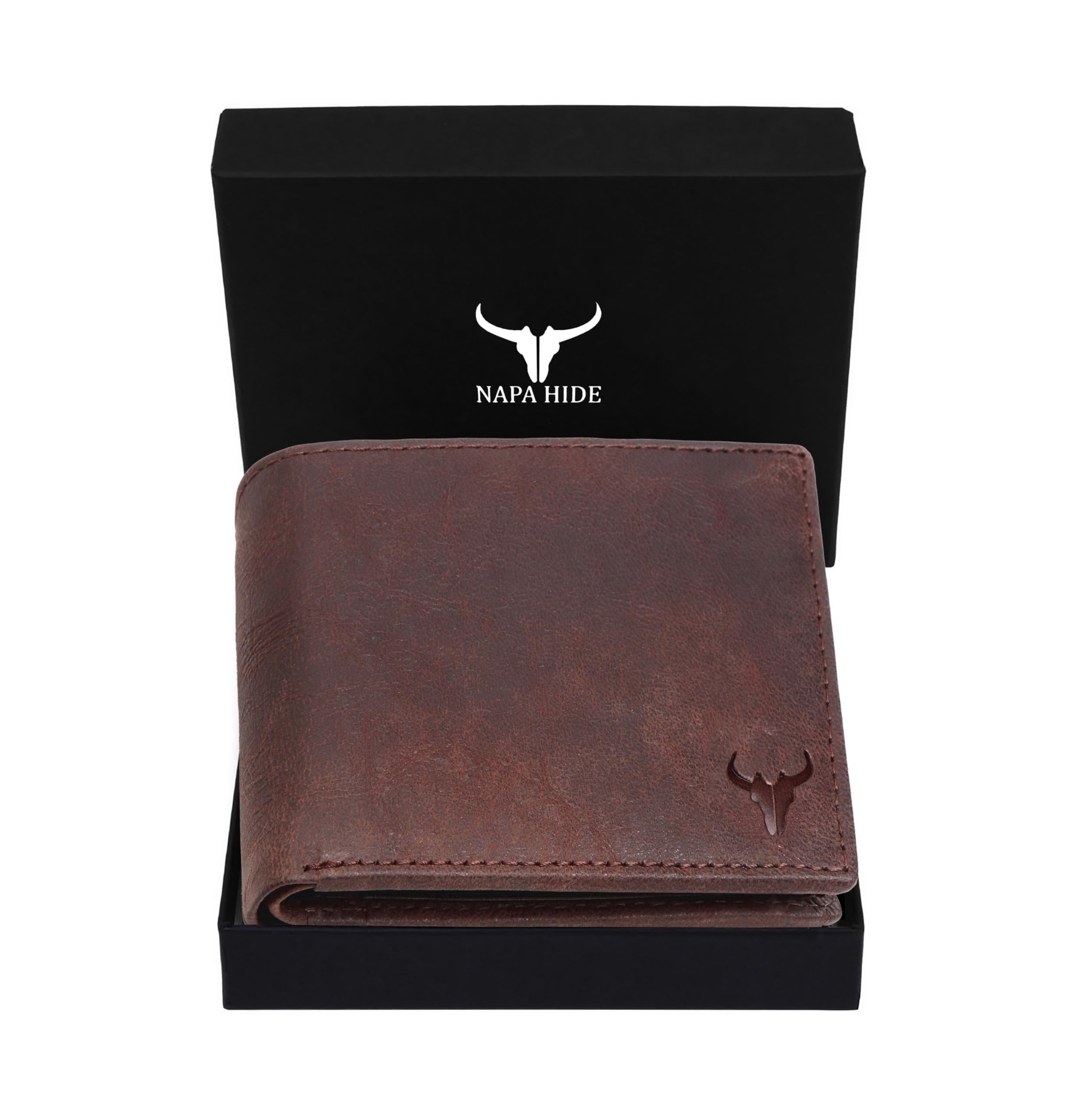 Leather Wallet for Men I Handcrafted I Credit/Debit Card Slots I 2 Currency Compartments I 2 Secret Compartments (Brown Crackle)