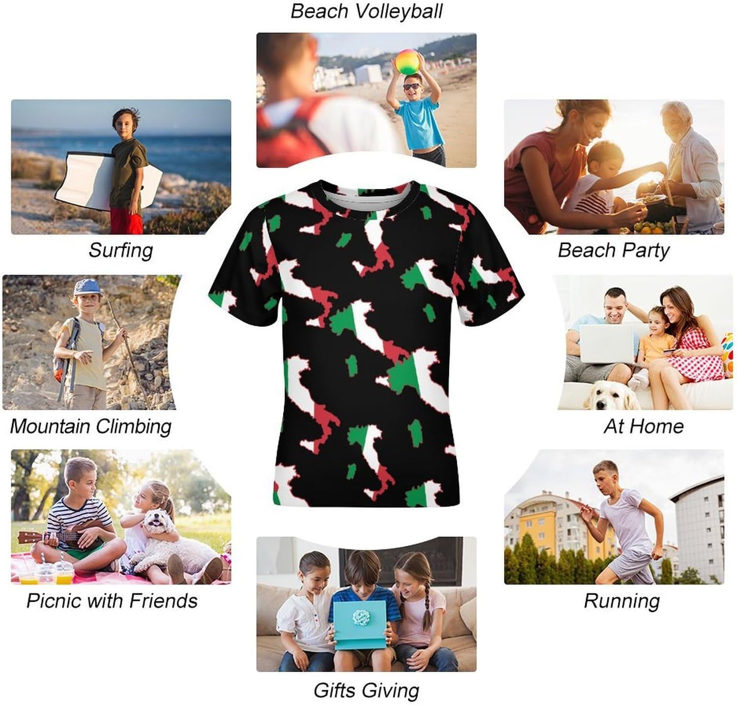 Italia Italy Italian Map Flag T Shirt for Boy Girl Top Short Sleeve T-Shirt Graphic Tee
