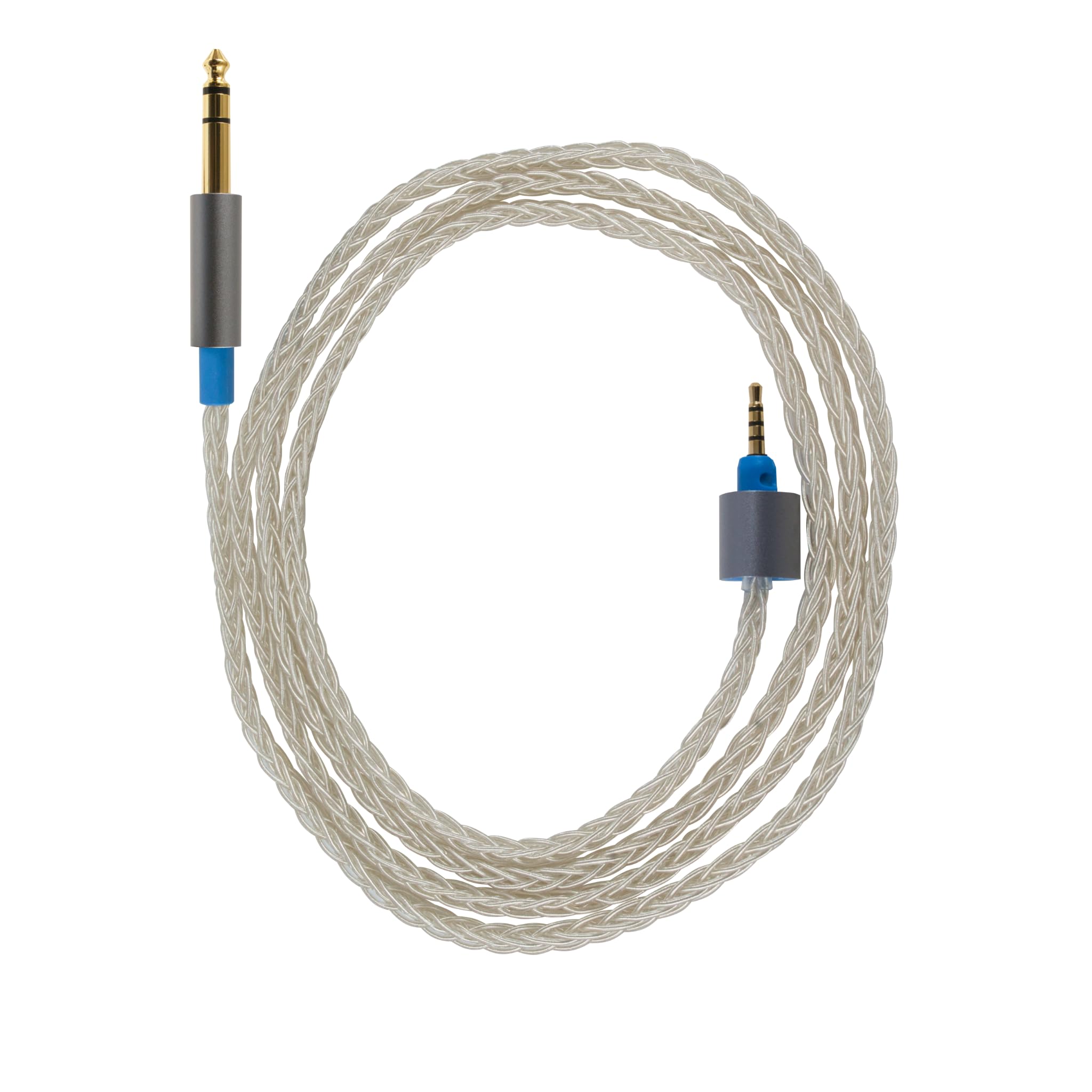 Dekoni Ensemble Presplit, cavo audio intrecciato in argento di alta qualità, connettore bilanciato da 6,35 mm, trasmissione del suono ad alta fedeltà, design durevole e flessibile (6,3 mm, 52 pollici)