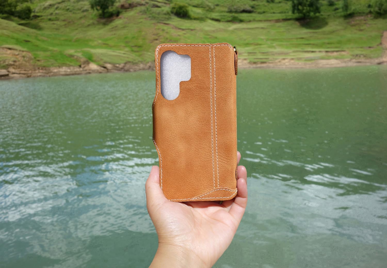 Yogurt Case for Samsung Galaxy S26 Ultra, Genuine Leather Wallet Cover for Samsung S26 Ultra, Handmade Brown