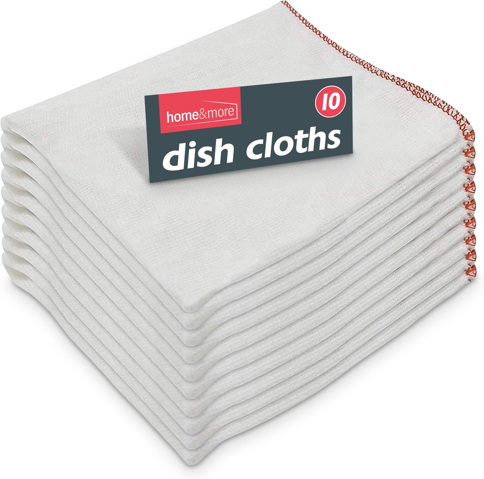SOL 10pk Dish Cloths for Washing Up, 22x301cm Absorbent White Cleaning Cloths, Ideal for Kitchen, Dishwashing, Coutertop Wipes, Utensils Cleaning & Surface Cleaner, Reusable, Fast Drying & Durable