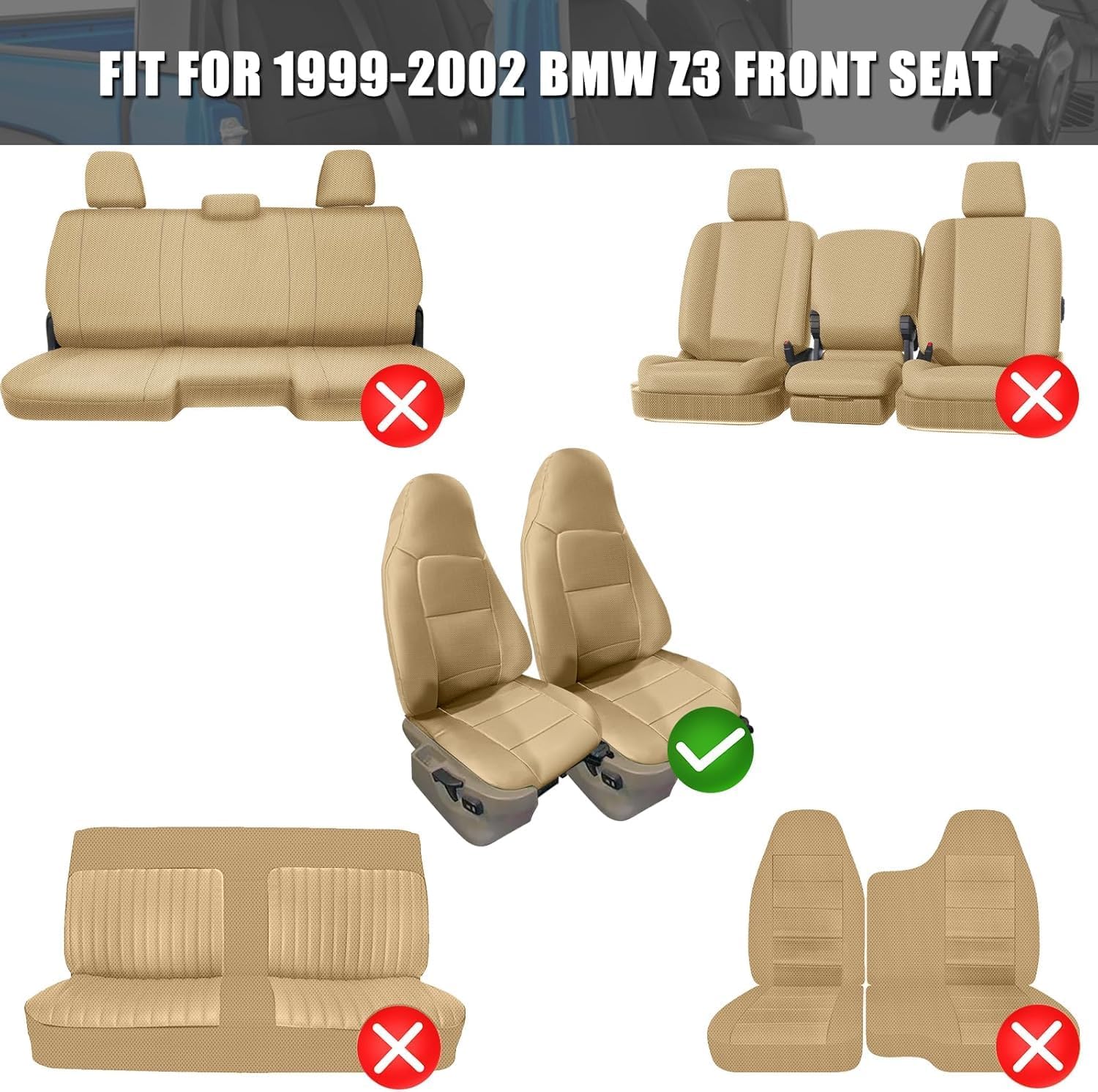 SAPUBK Custom-Fit Front Seat Covers Sets Replace for 1996-2002 BMW Z3, Driver and Passenger Knitted Fabric Composite Soft Foam Lining Airmesh Breathable Seat Cover Cushion