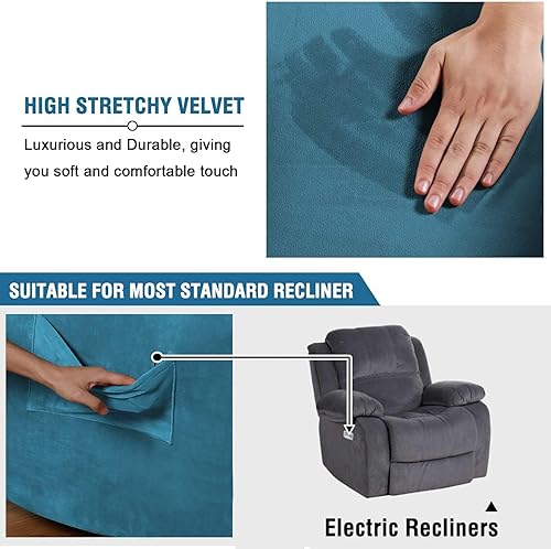 Miniatura 3 de H.VERSAILTEX - Funda para sillón reclinable de terciopelo de 1 pieza, para sillón reclinable grande, protector de muebles de terciopelo suave de